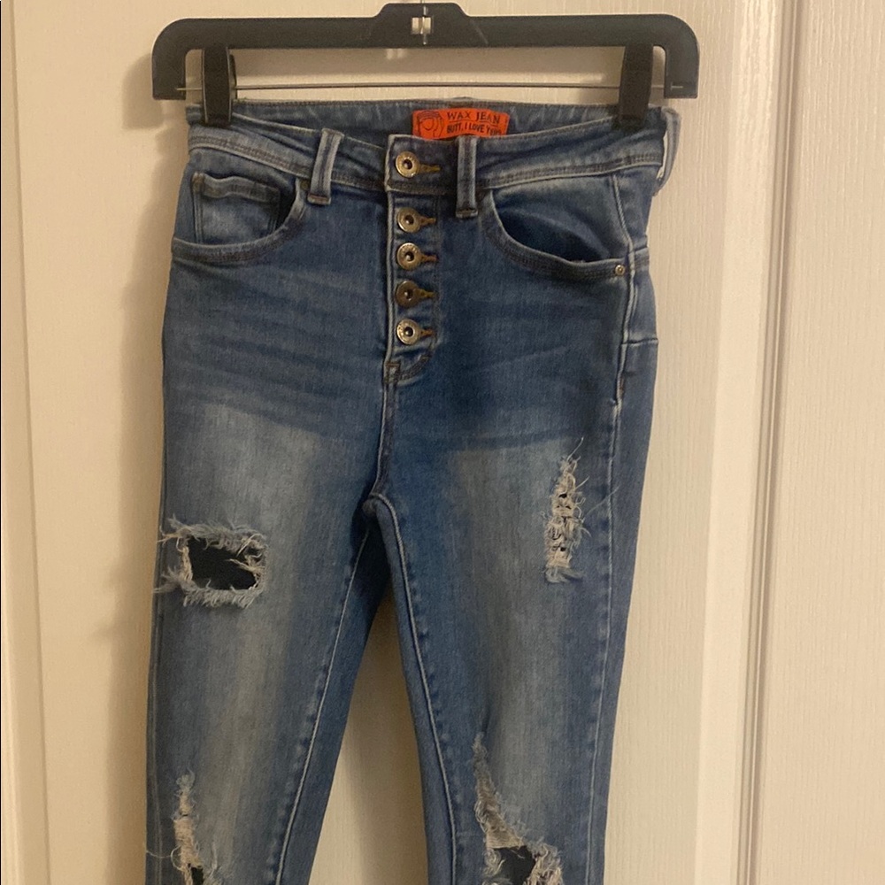 Wax Jean High Rise Button-Fly Blue Jeans